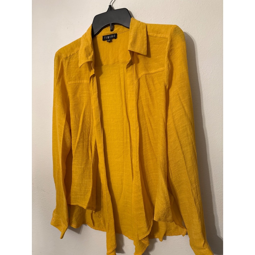 Timing Womens Medium Yellow Excellent Slub Textured Top